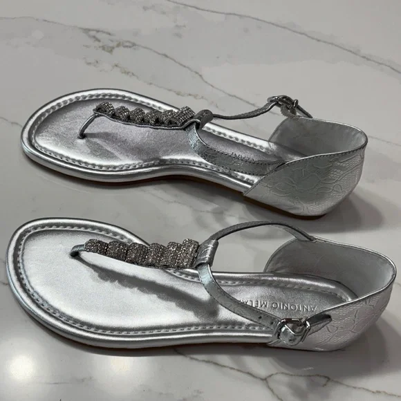 ANTONIO MELANI Metallic Silver Sandals - Picture 7 of 11